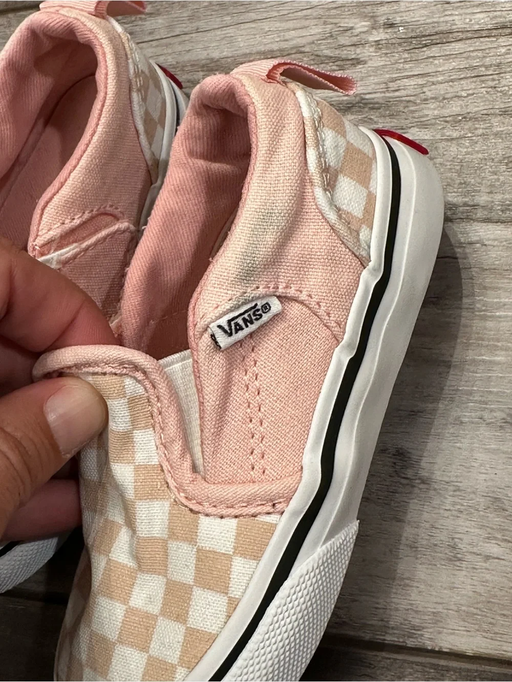 Vans Kids Slip-On Checkerboard Sneakers - Light Pink & White